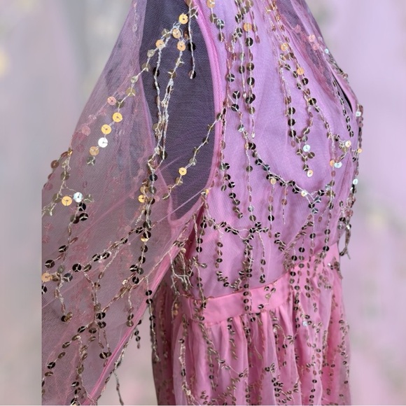 Double Crazy Pink Sequin Baby Shower Special Occasion Party Mini dress size 1X - Picture 9 of 13